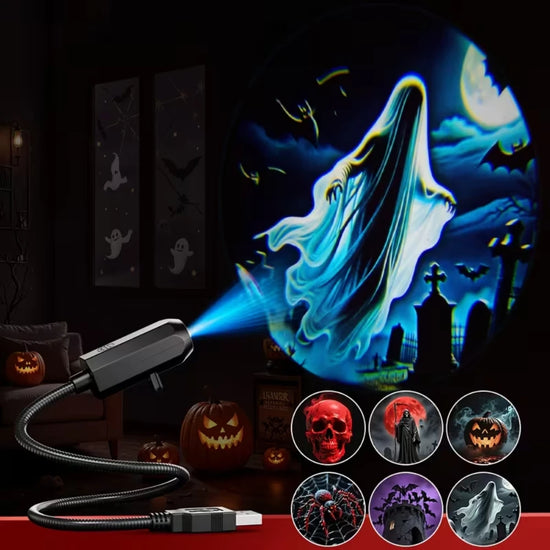 Halloween Projector Lights Indoor USB Powered Halloween Indoor Ghosts Witch Pumpkin Spider Lights for Home Wall Holiday Decor