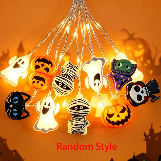 Halloween LED Horror Lights Pumpkin Ghost Mummy Witch Spider Lamp for Indoor Home Window Party Atmosphere Decorations