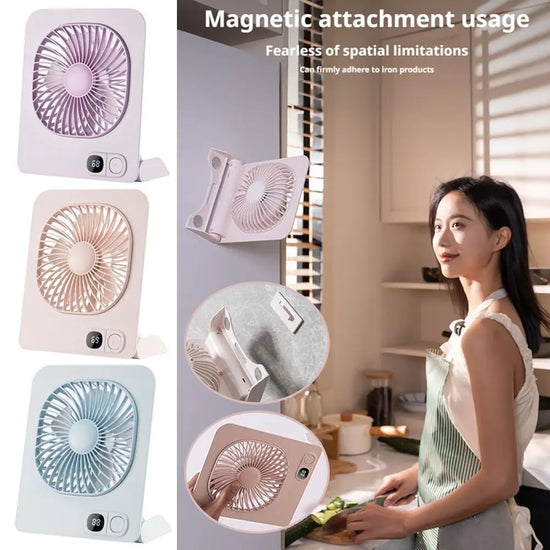 Magnetic Desk Fan USB Rechargeable Portable Electric Fan for Office Student Home Desktop Tabletop Daily Use Quiet Electronics
