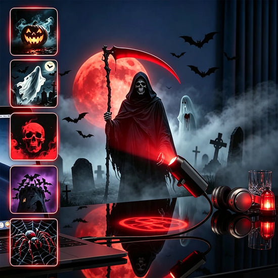Led Halloween Pumpkin Lamp USB Projector Night Light Xmas Holiday Ornaments for Ceiling Wall Atmosphere Mood Light Adjustable
